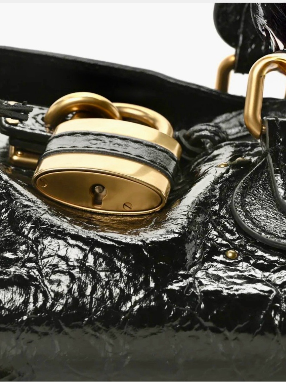 CHLOE
Crinkled Patent Medium Paddington Satchel Black